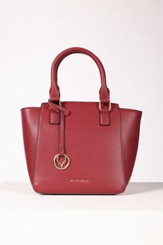 maroon solid formal polyurethane women handbag