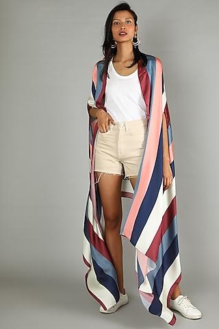 maroon striped silk cape