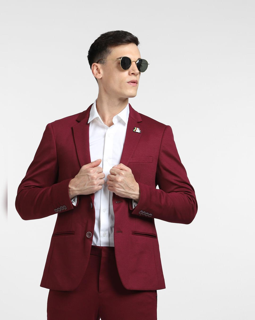 maroon suit-set blazer