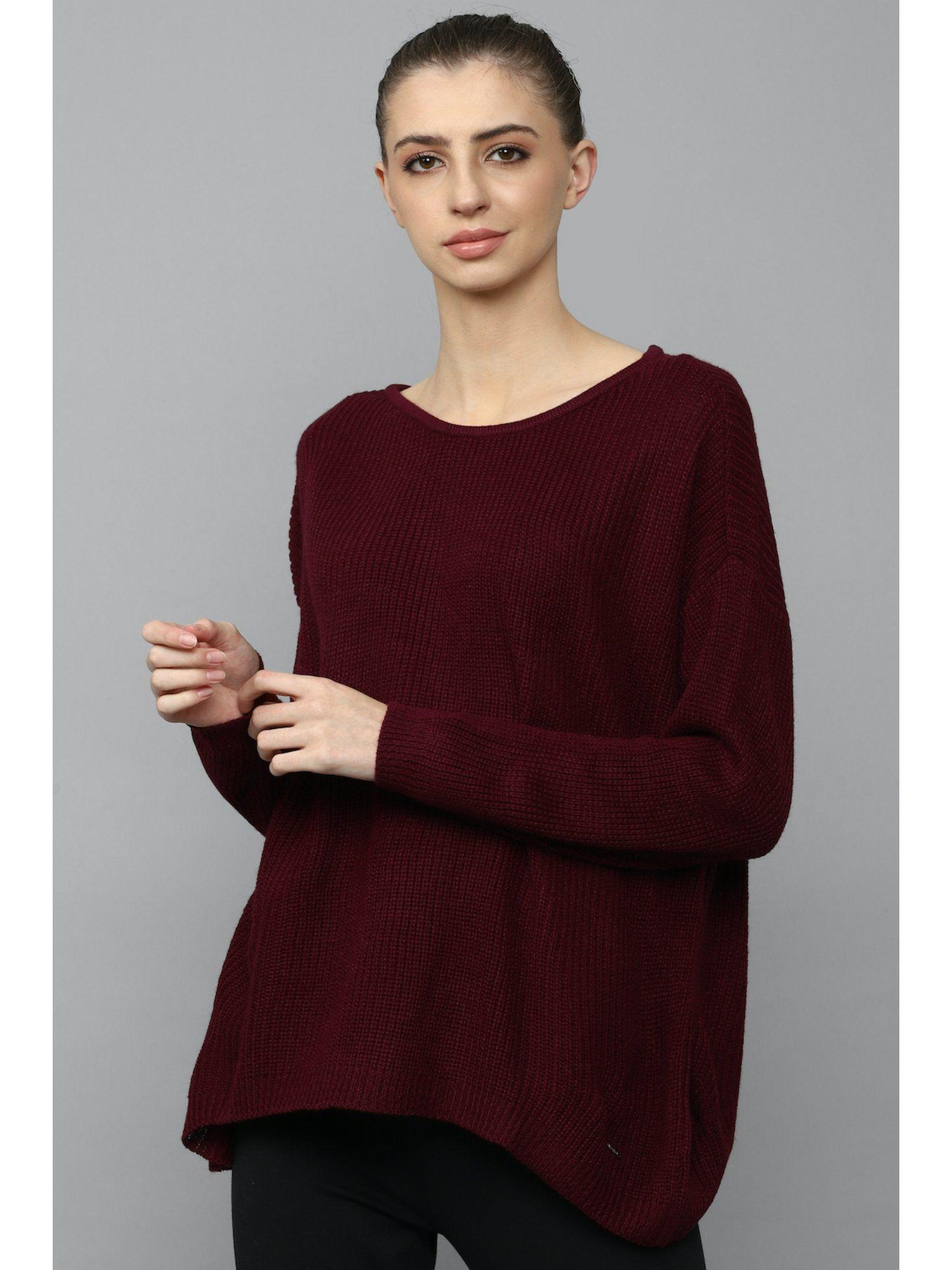 maroon textured sweater