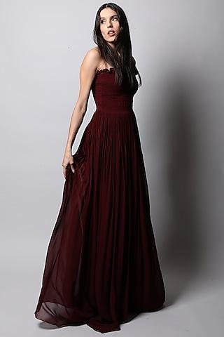 maroon tube gown