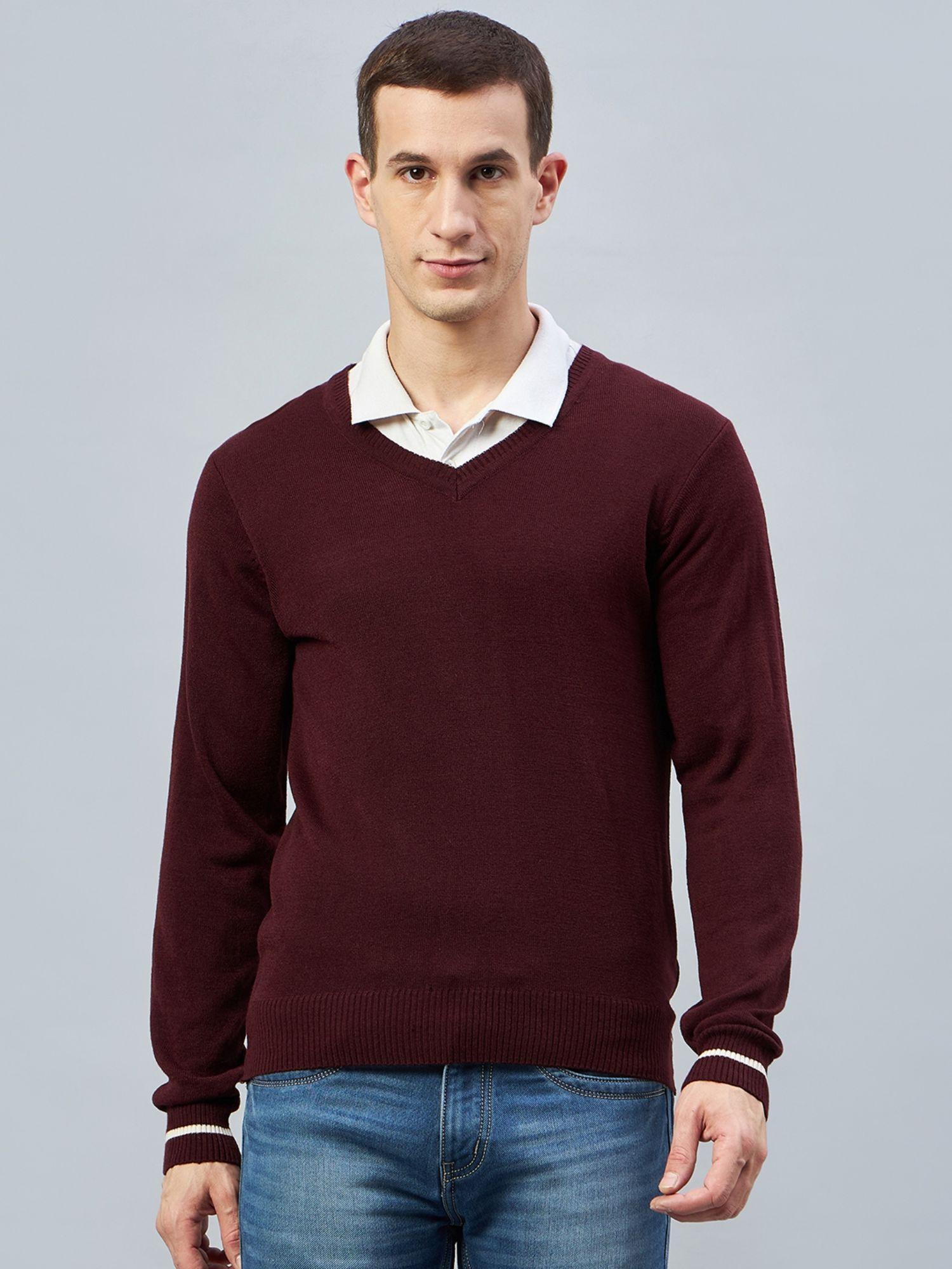 maroon v neck sweater