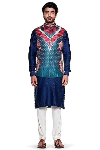 maroon & blue paisley bundi jacket