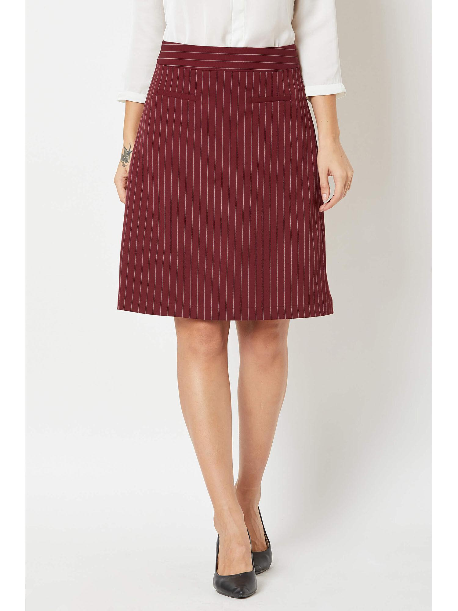 maroon a-line skirt