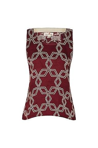 maroon abstract star print camisole