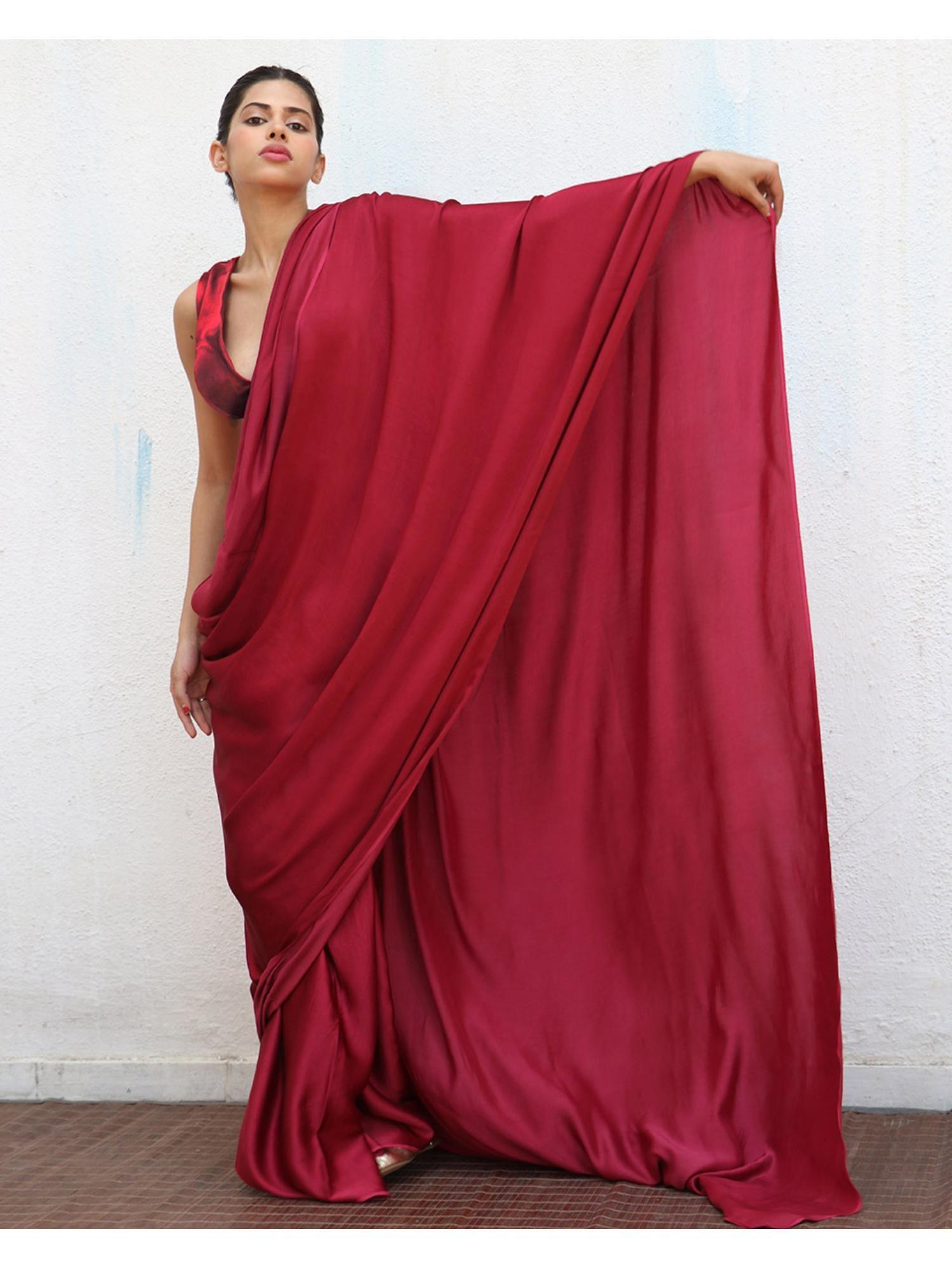 maroon amaya modal silk saree