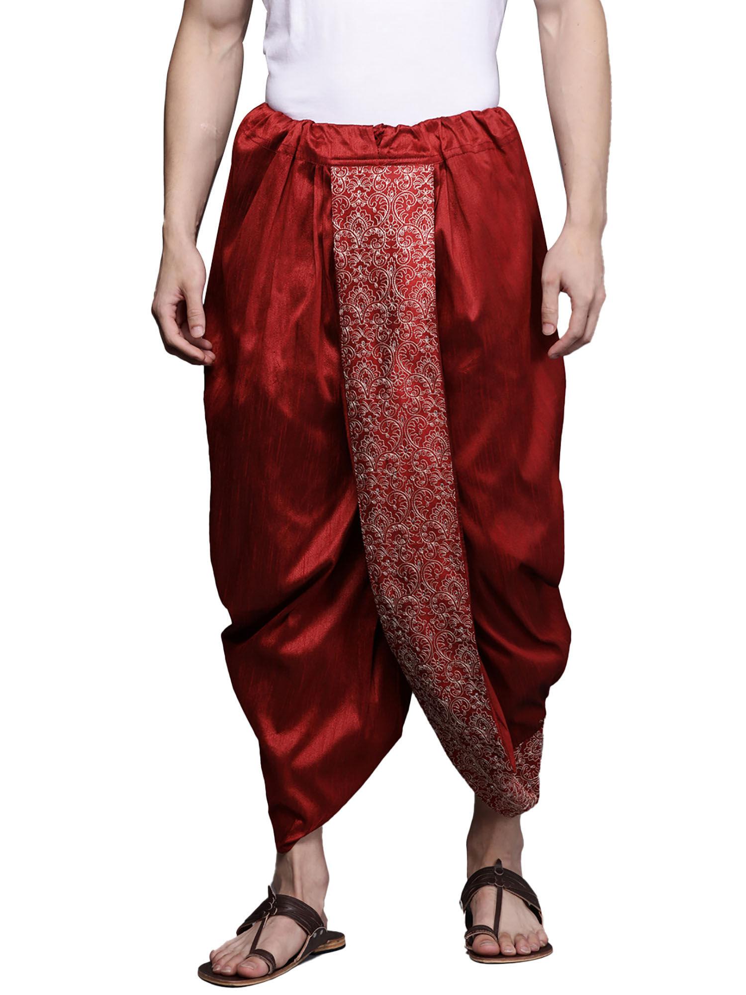 maroon art silk festive dhoti