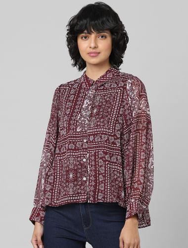 maroon bandana print shirt