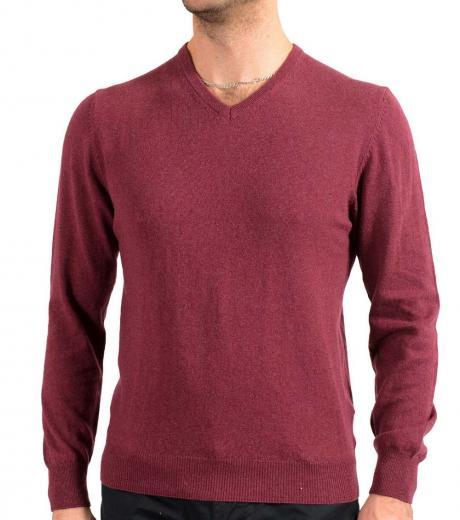 maroon cashmere v-neck pullover sweater