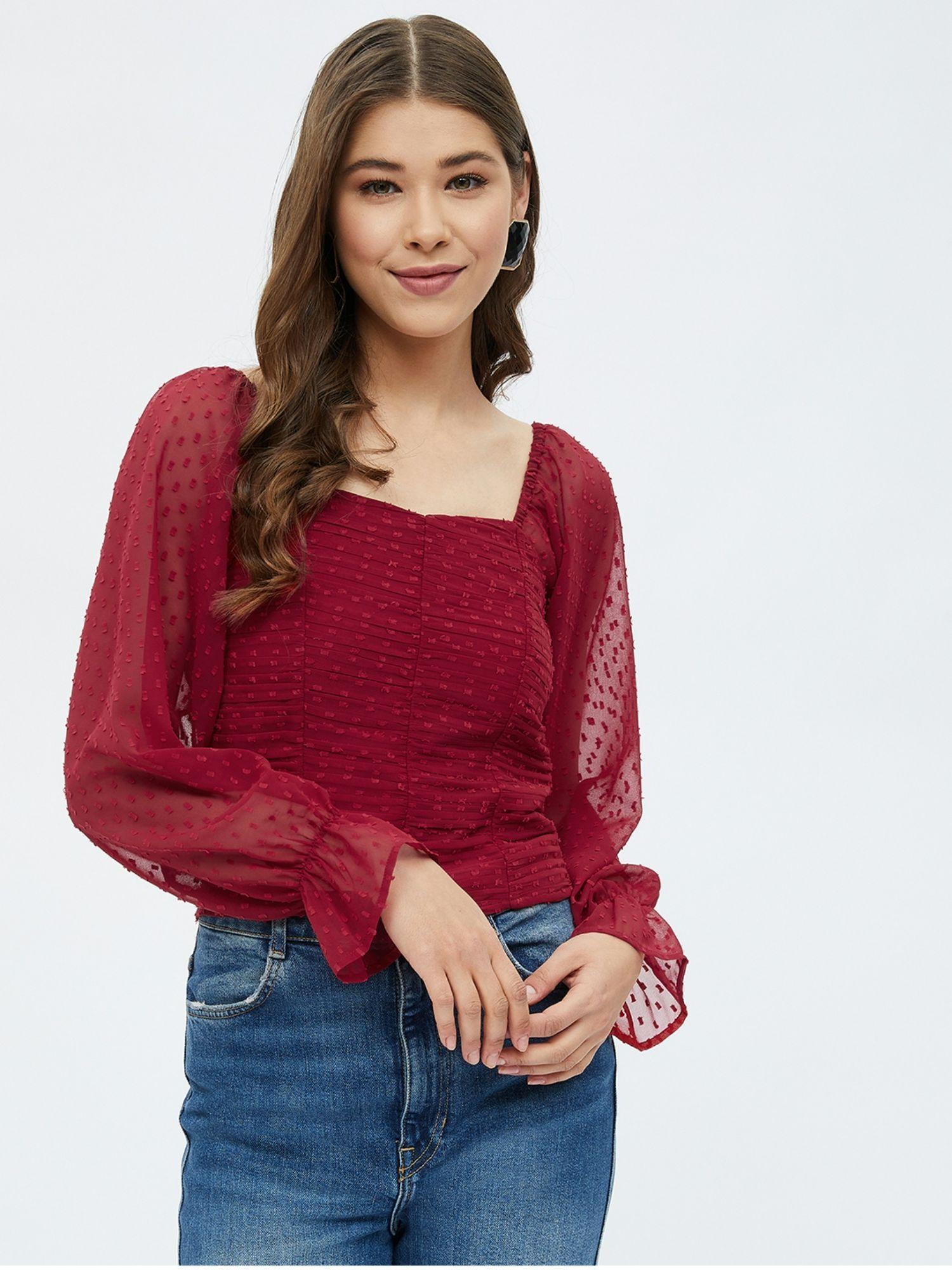 maroon casual top