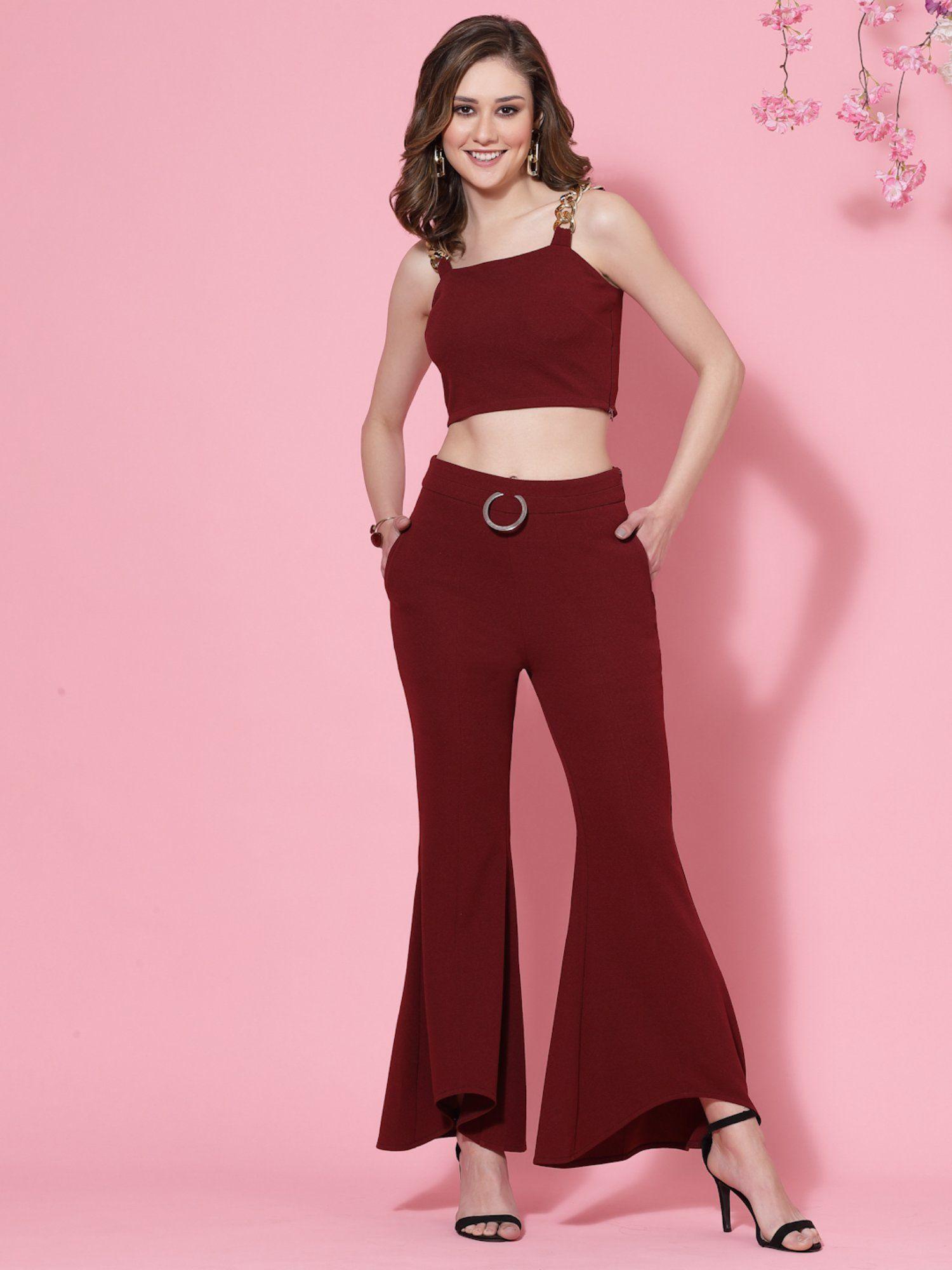 maroon chain detailed co-ord (set of 2)