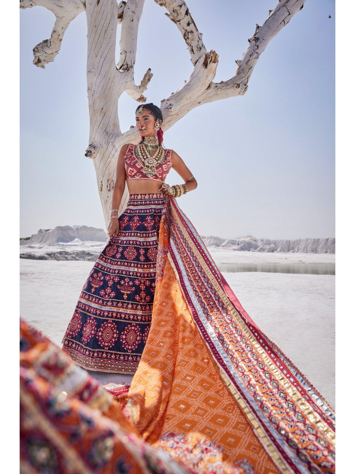 maroon classic lehenga and blouse with dupatta (set of 3)