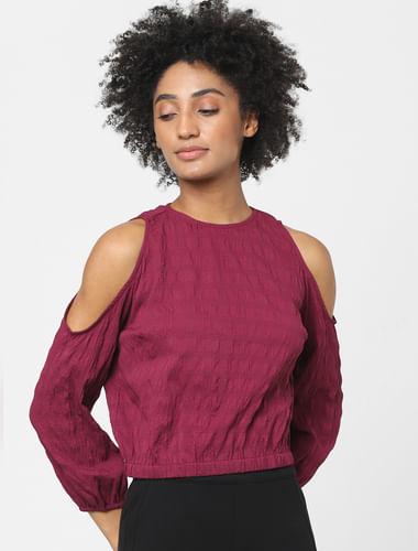 maroon cold shoulder top