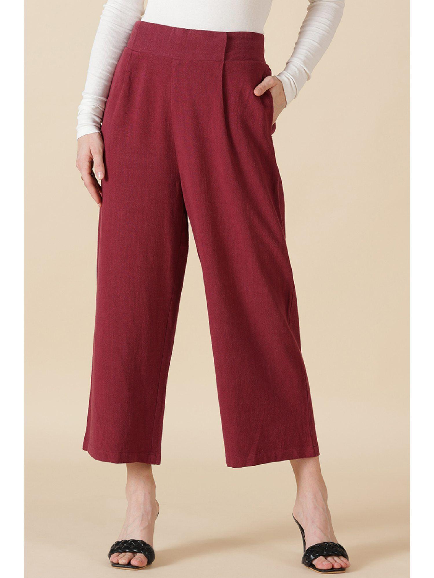 maroon cotton ladies pant