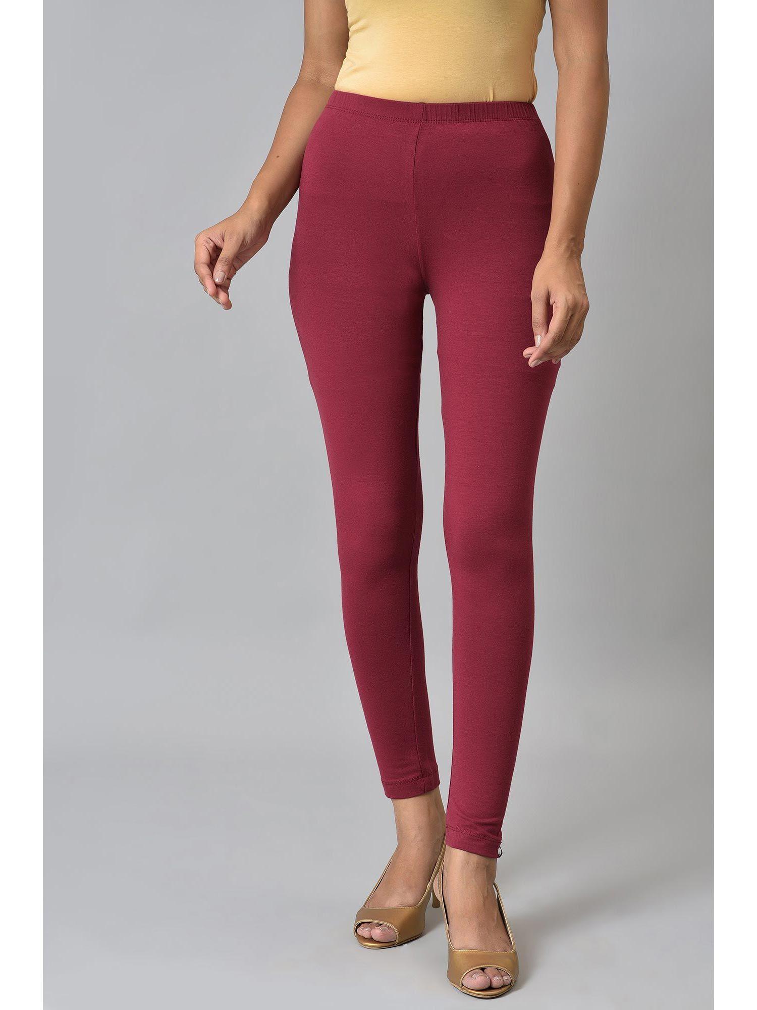 maroon cotton lycra tights