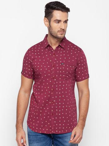 maroon cotton men shirt