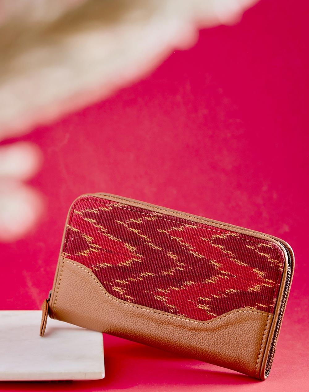 maroon cotton wallet