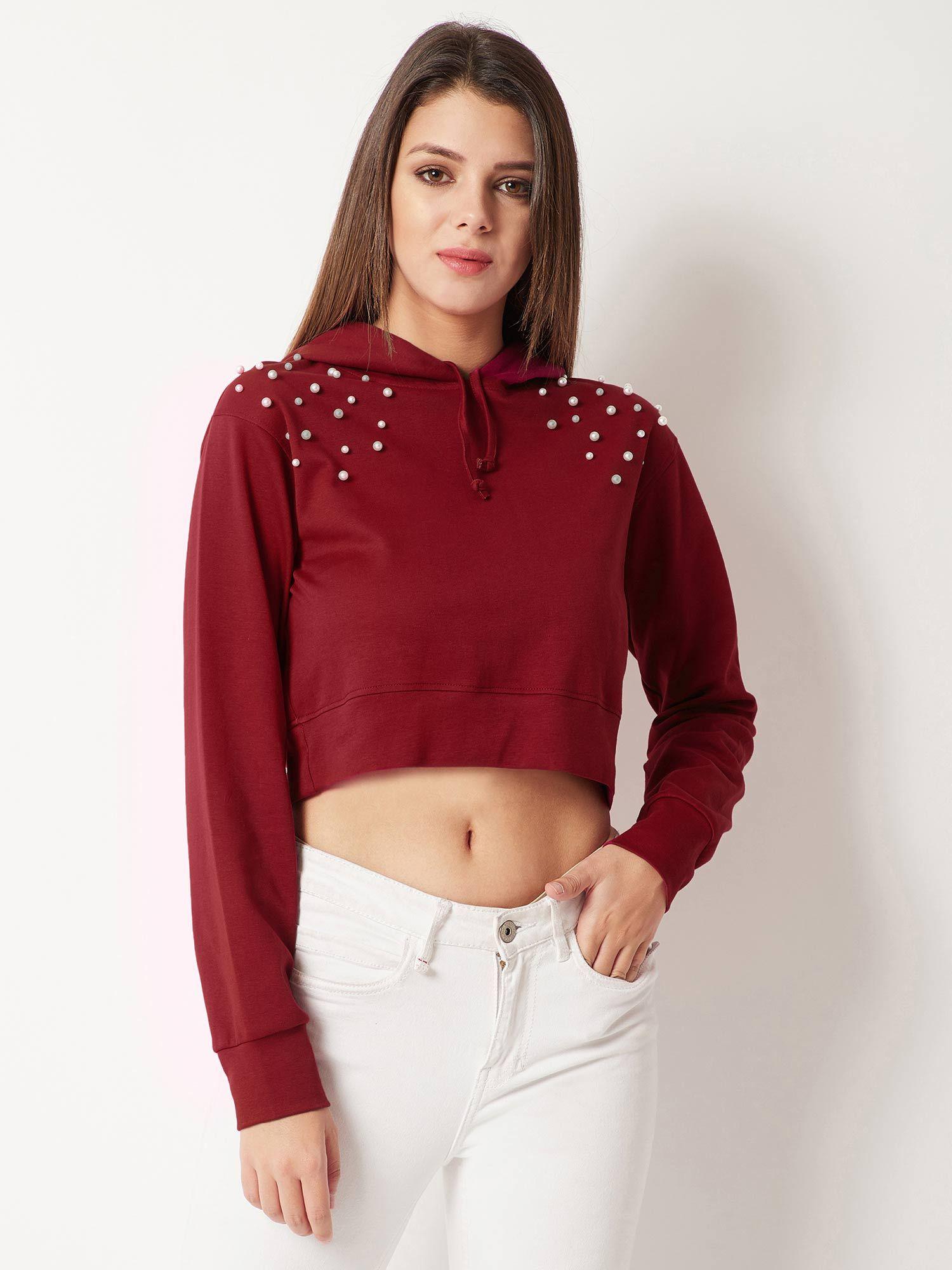 maroon crop sweatshirt