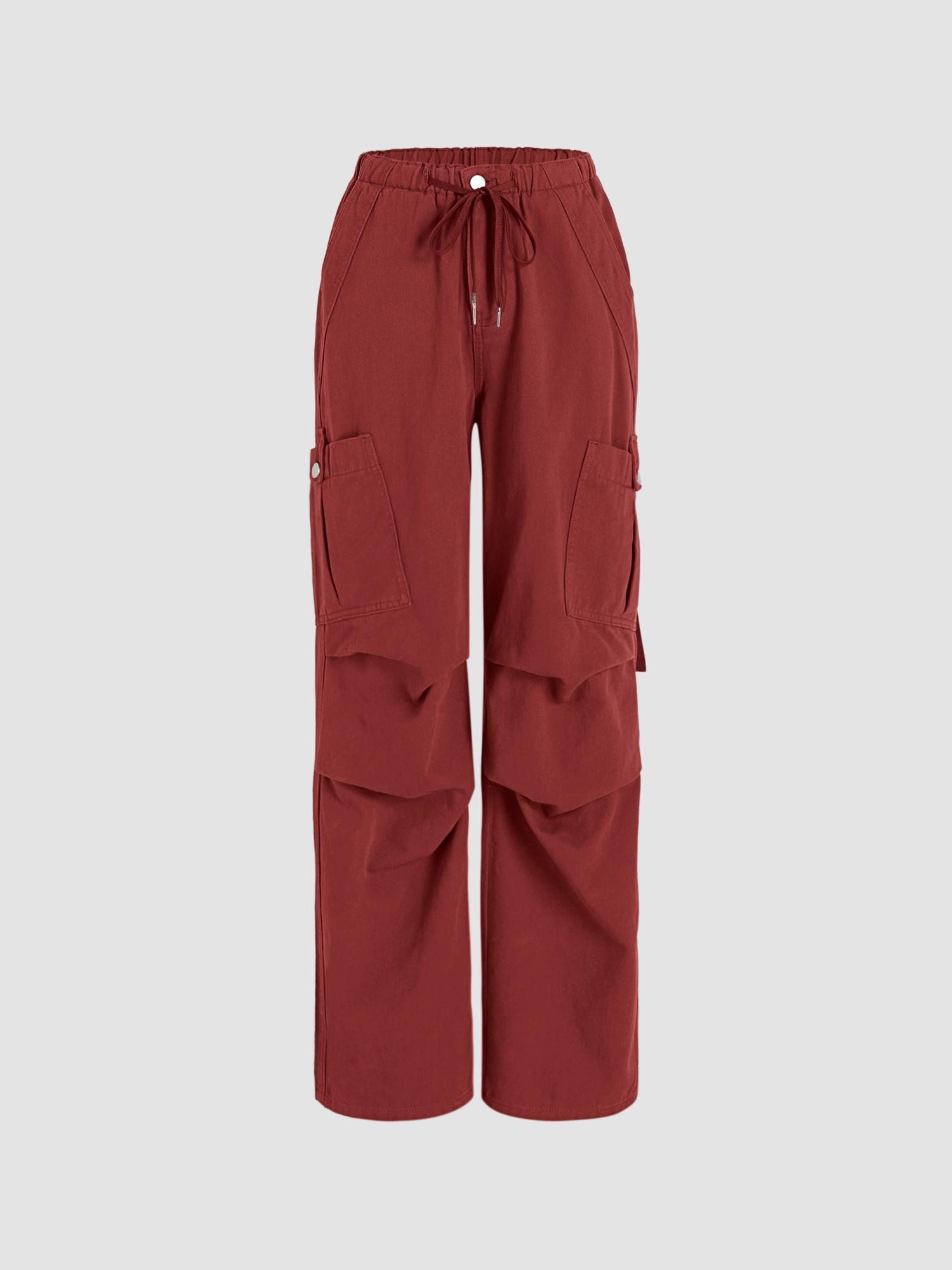 maroon denim drawstring cargo pant