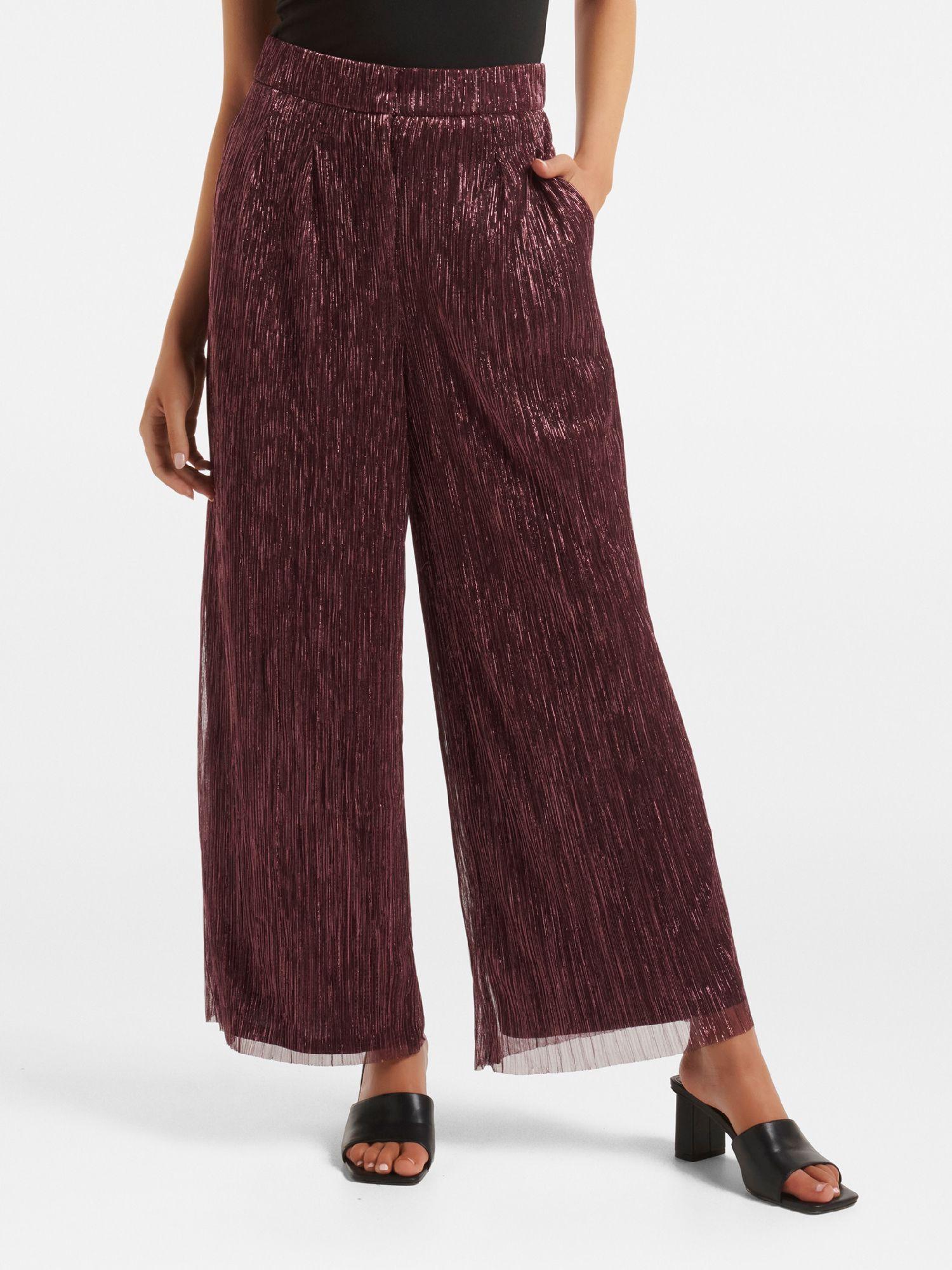 maroon dominic petite co-ord plisse pant