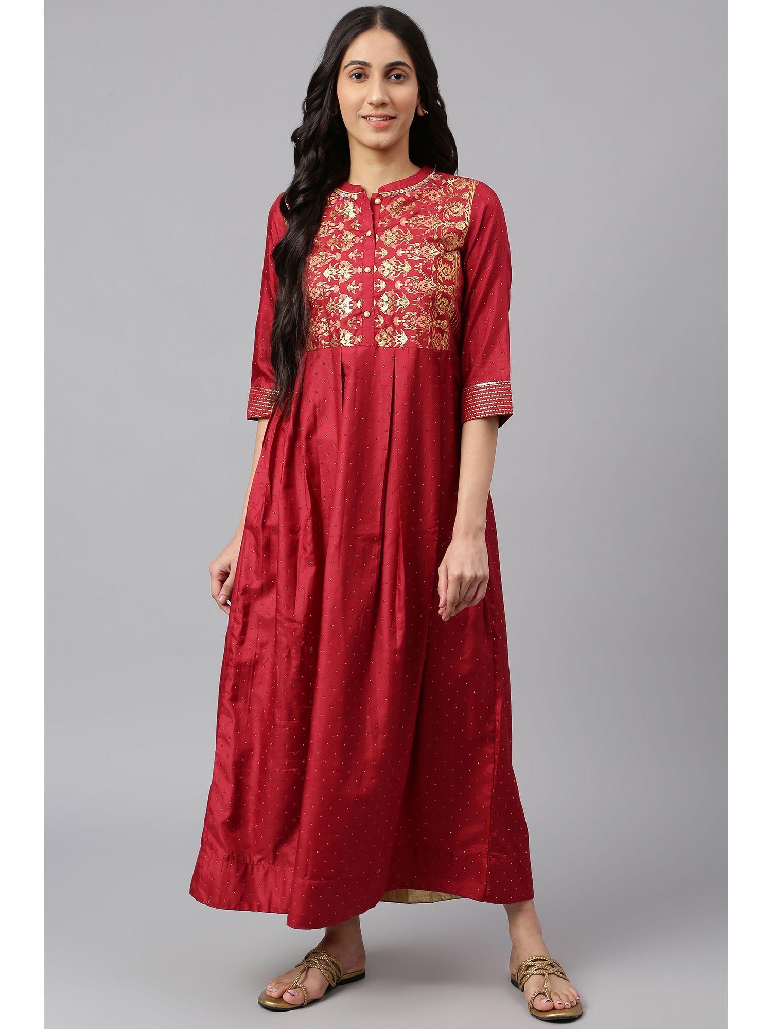 maroon embellished festive dress