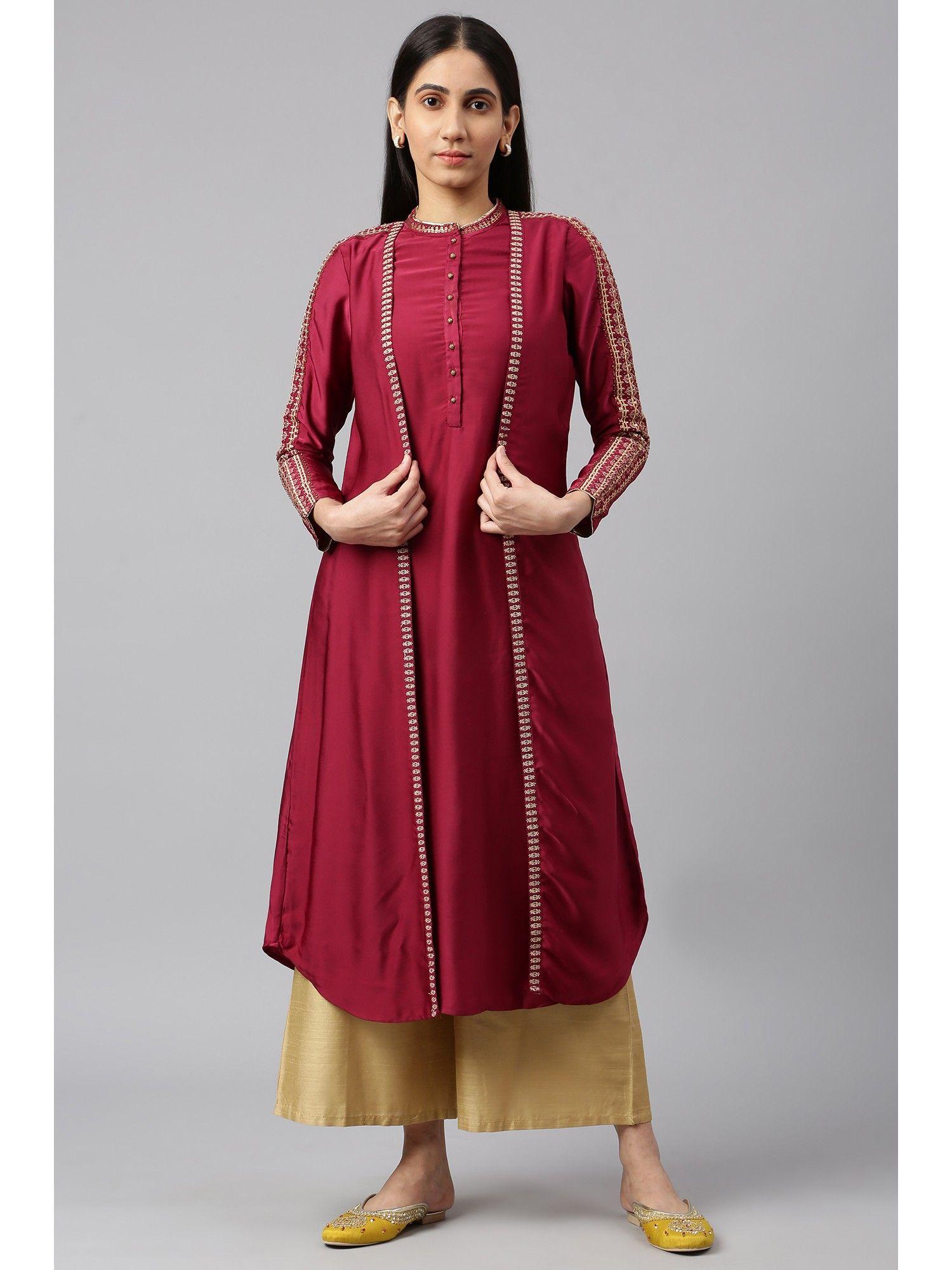 maroon embroidered kurta