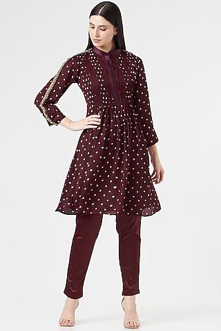 maroon embroidered tunic