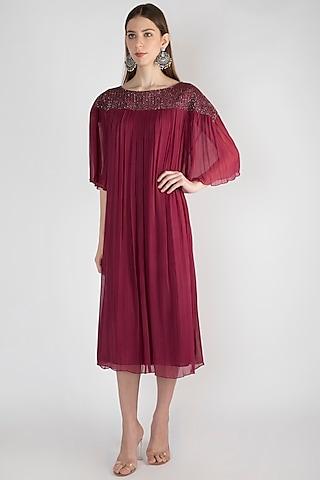 maroon embroidered tunic