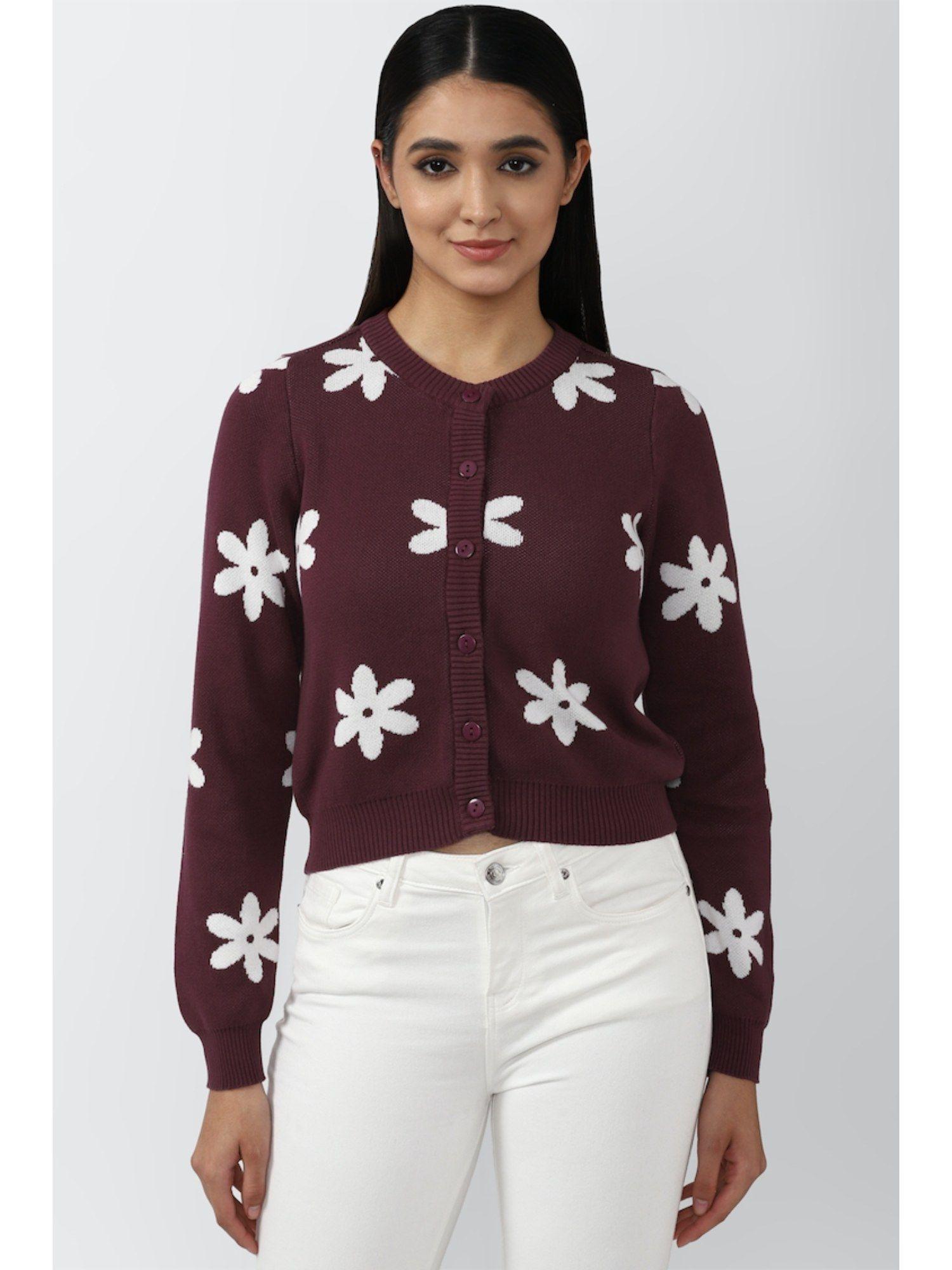 maroon floral cardigans