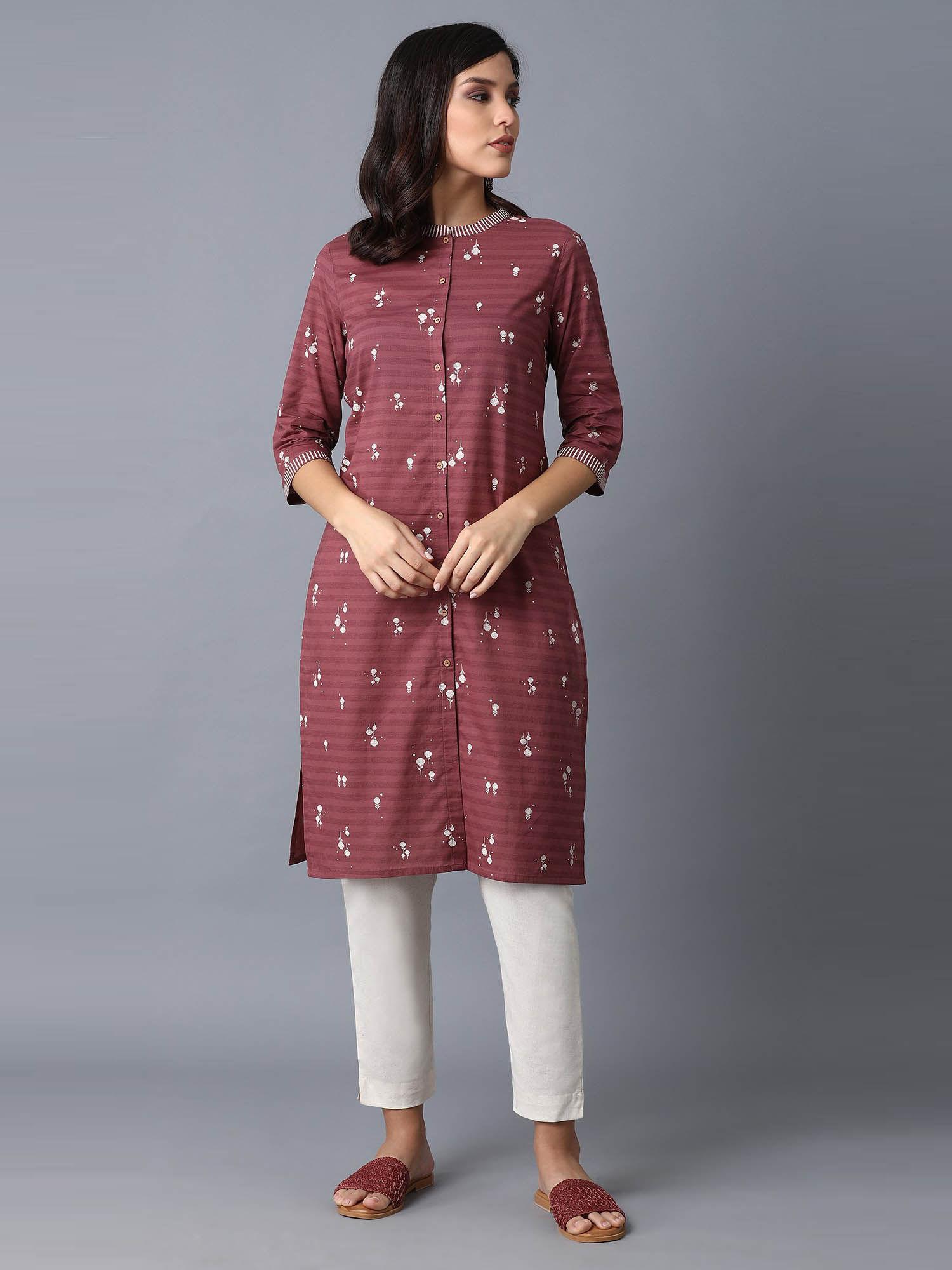 maroon floral kurta