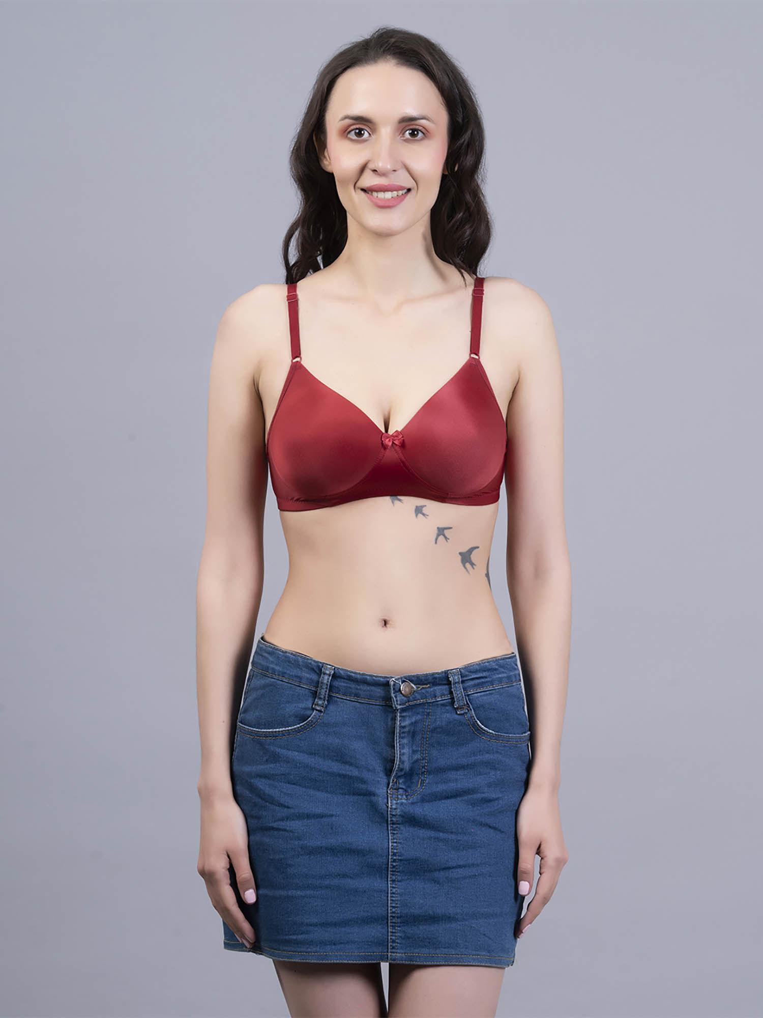 maroon full coverage underwired lightly padded bra