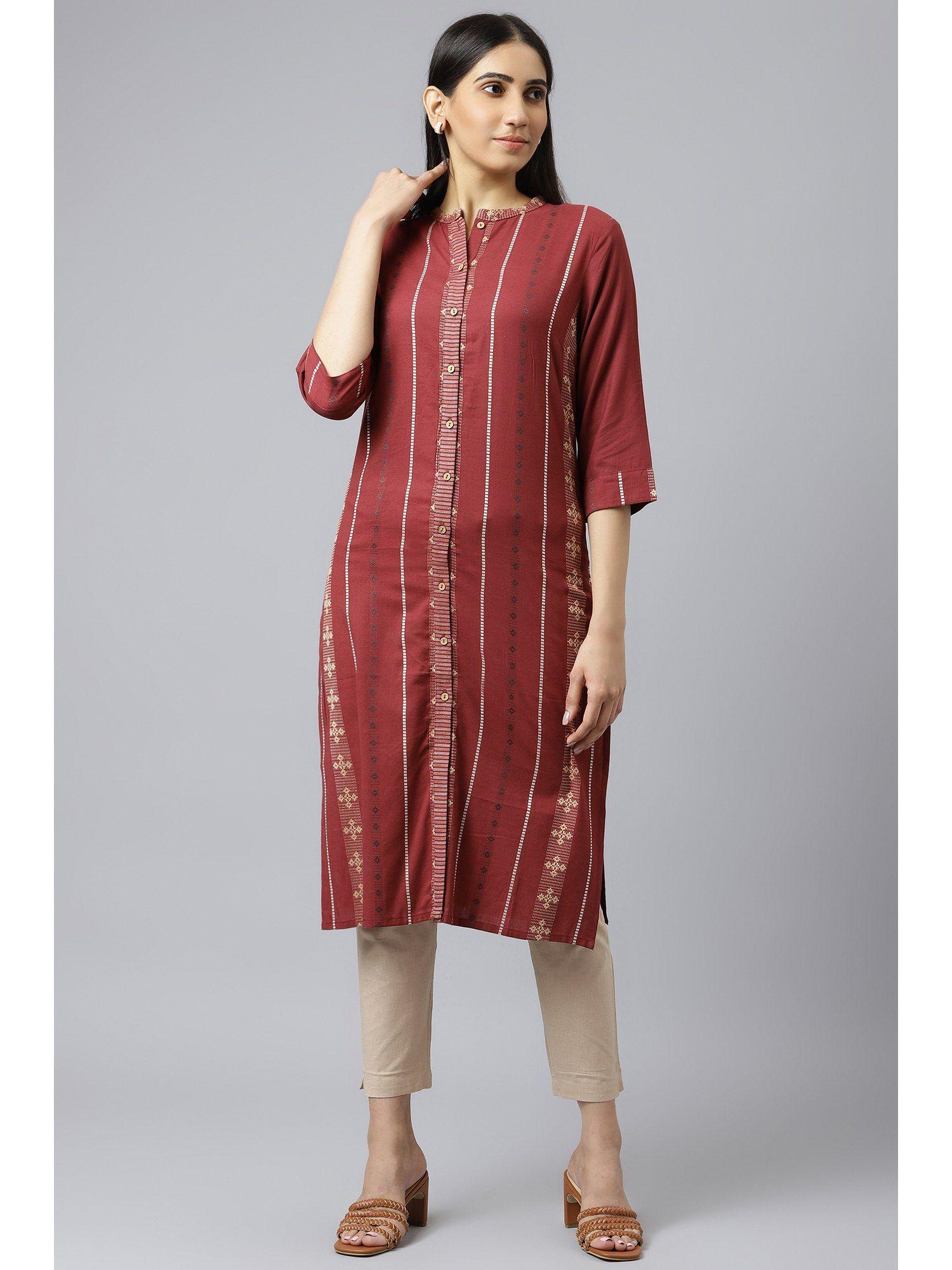 maroon geometric kurta