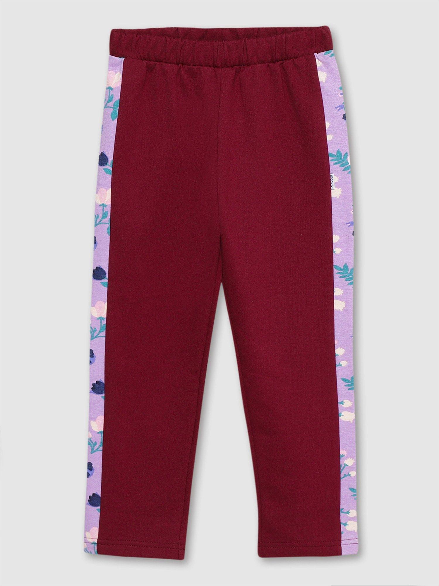 maroon girls floral pants