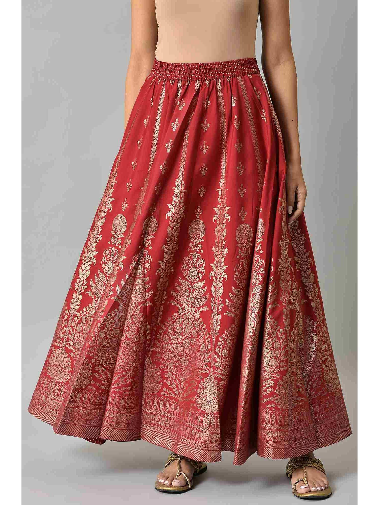 maroon half circle ethnic skirt