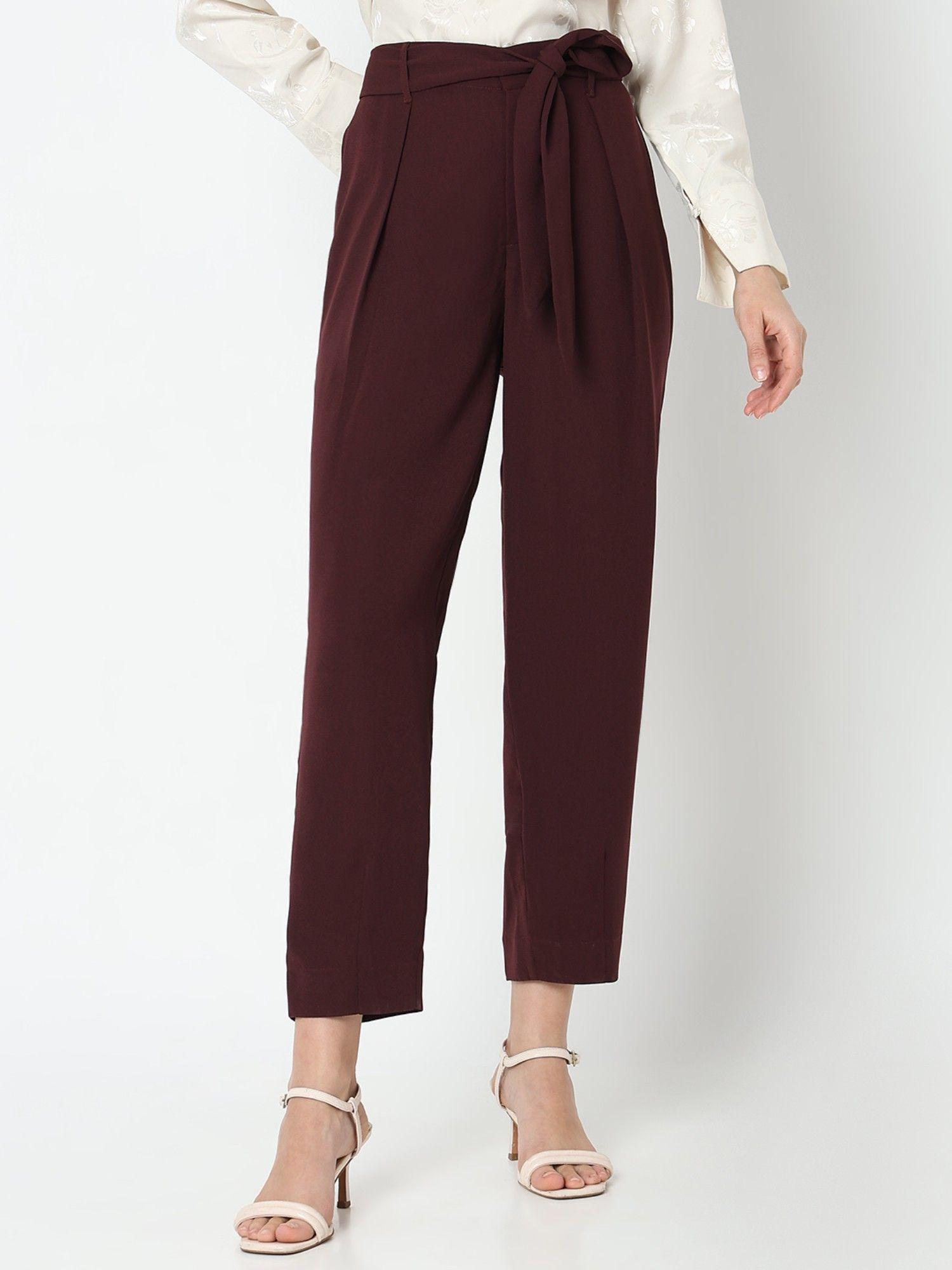 maroon high rise pant (set of 2)