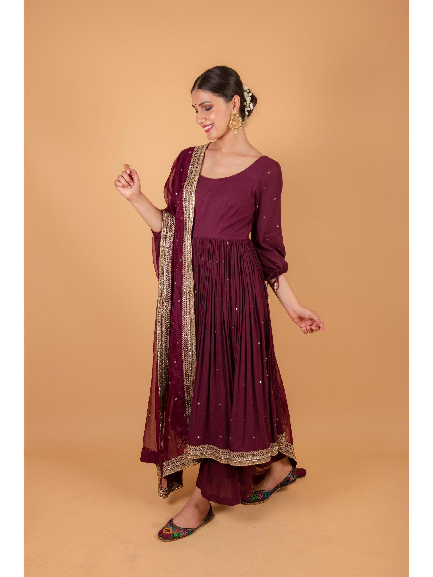 maroon kurta (set of 2)