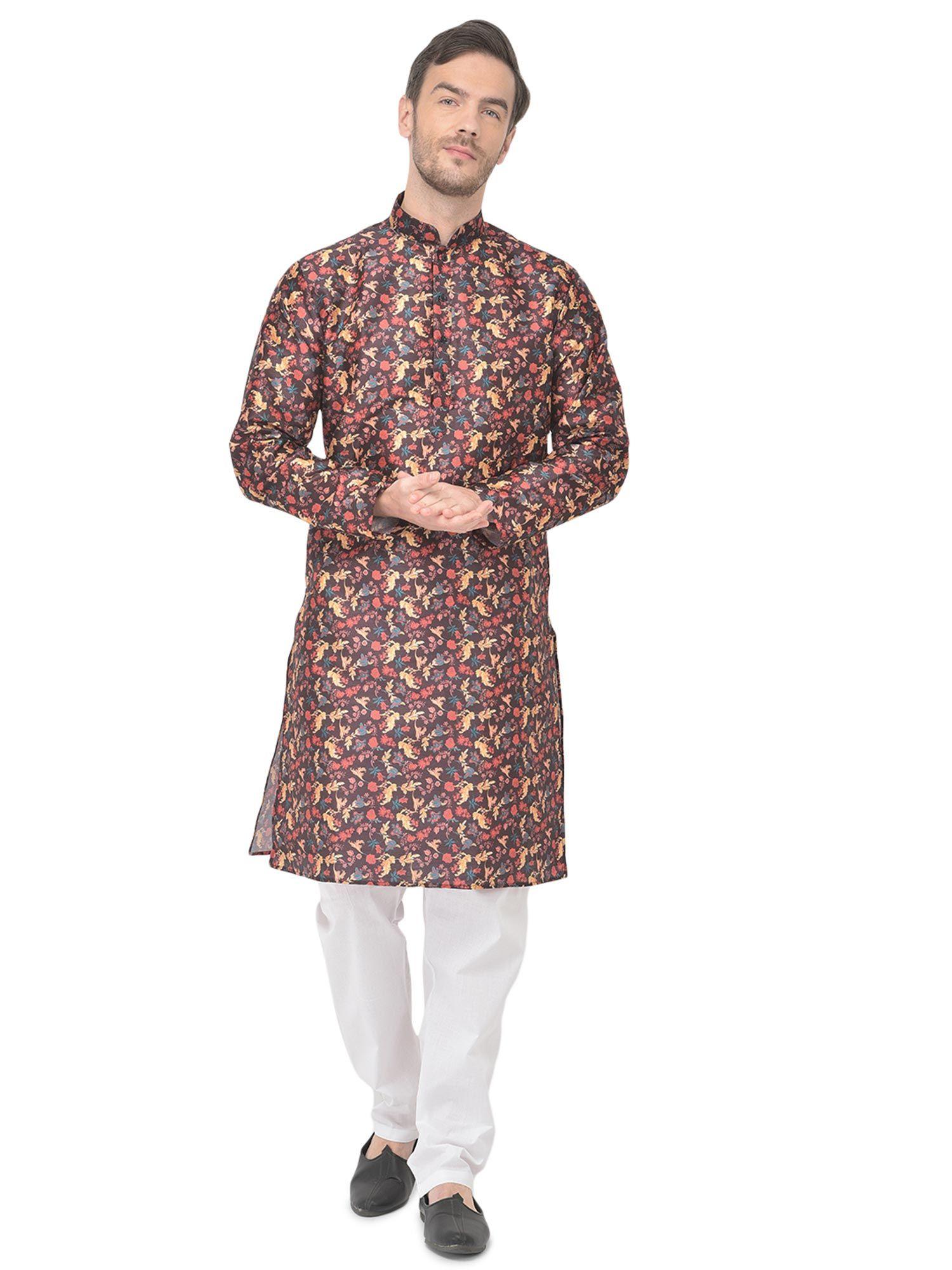 maroon kurta for men (set of 2)