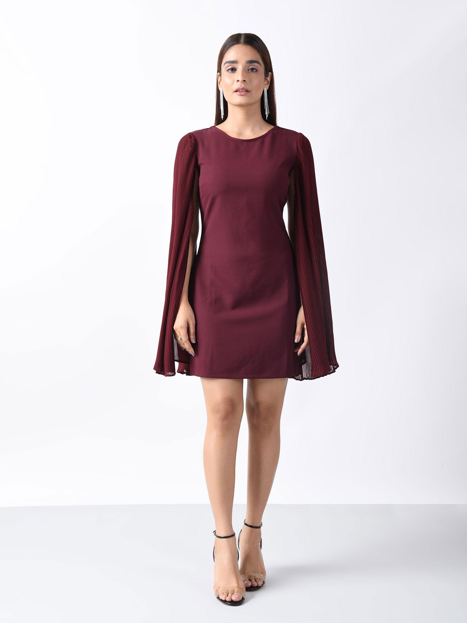 maroon layla cape effect fitted dress