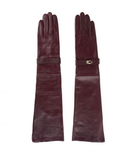 maroon long classic gloves