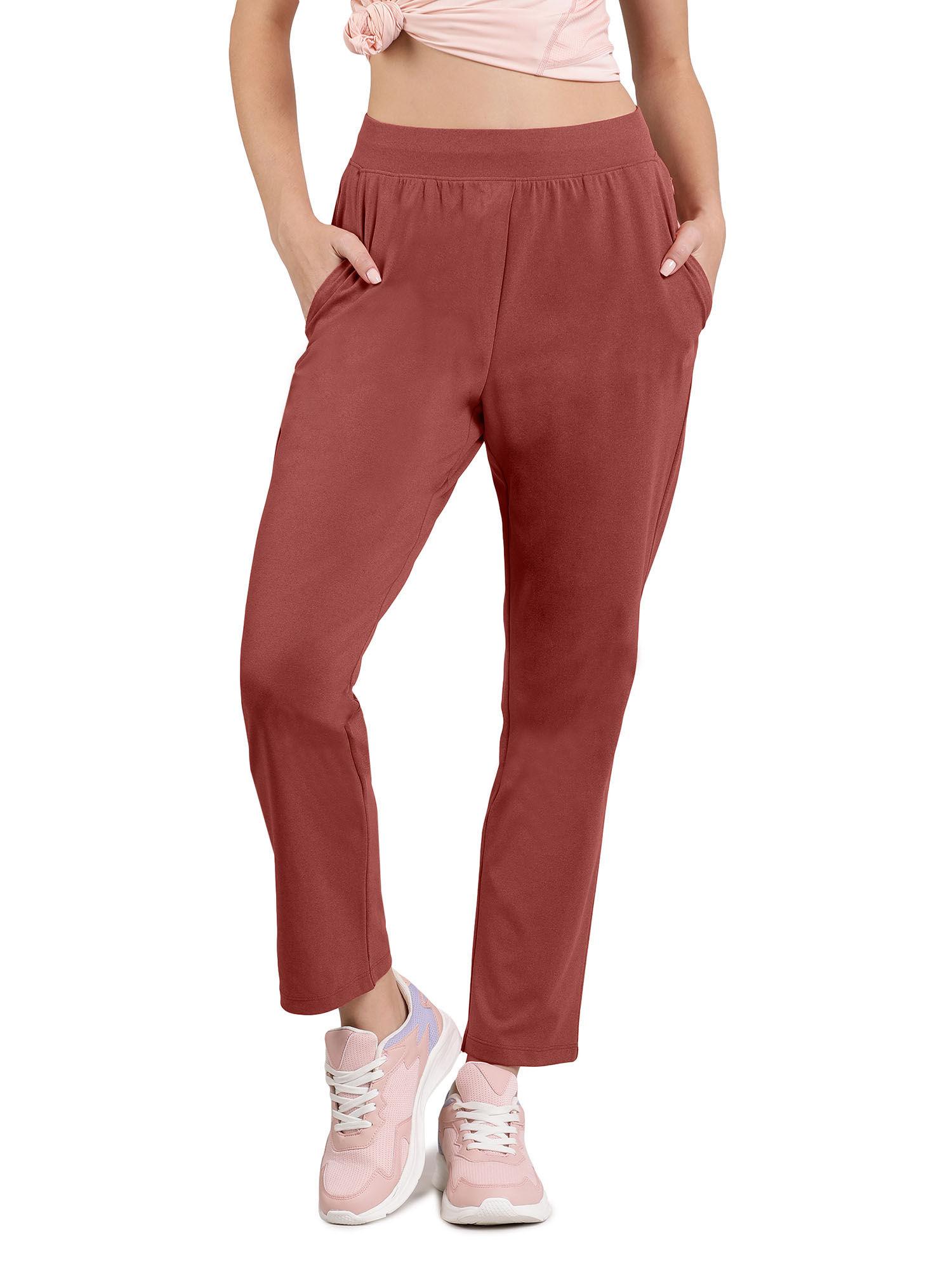 maroon mid rise full length energize flexi track pant