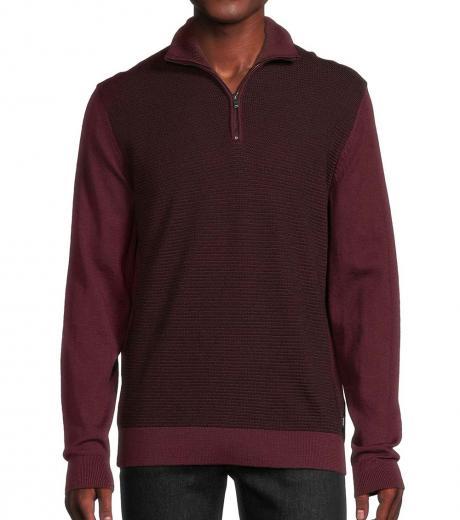 maroon mockneck quarter zip sweater