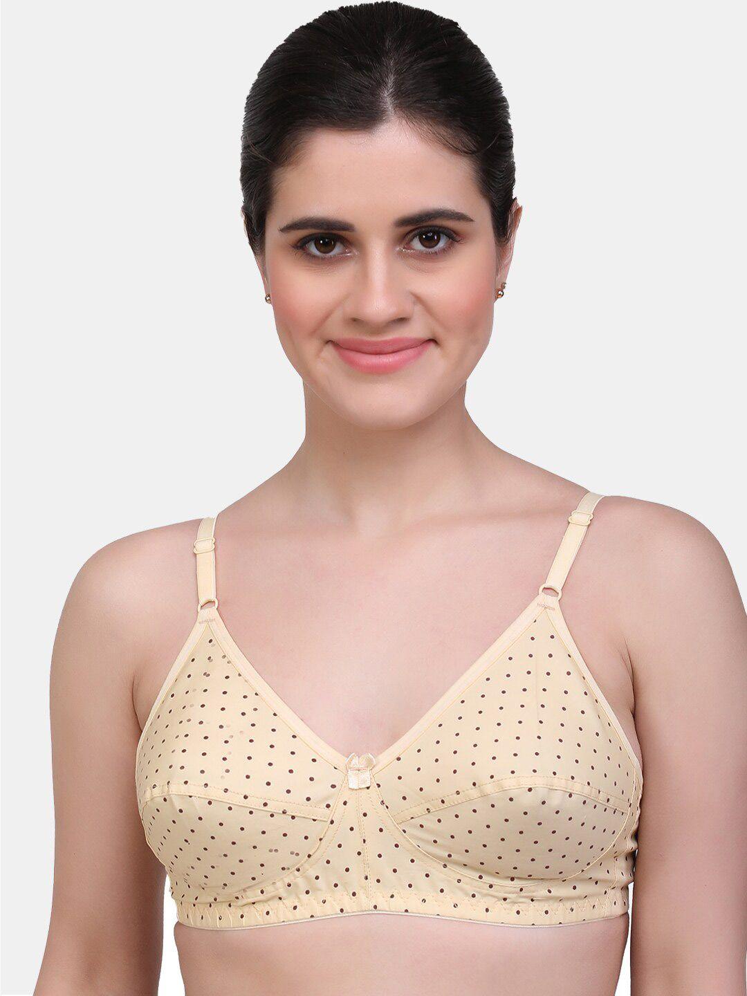 maroon nude-coloured & pink polka dot bra full coverage