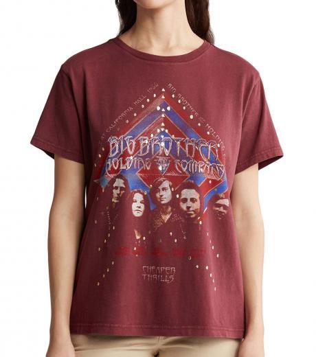 maroon oversize graphic print t-shirt