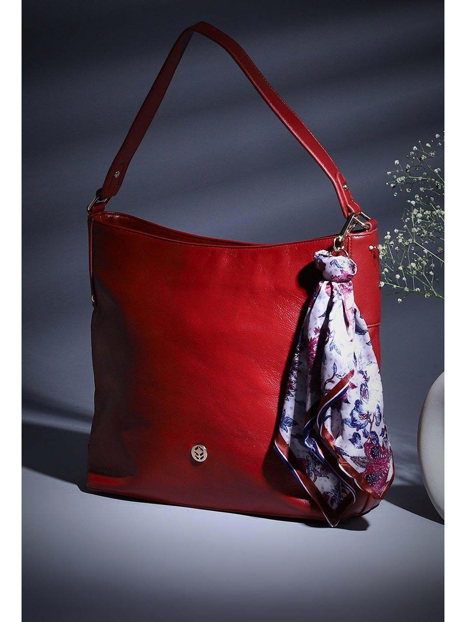 maroon plain handbag