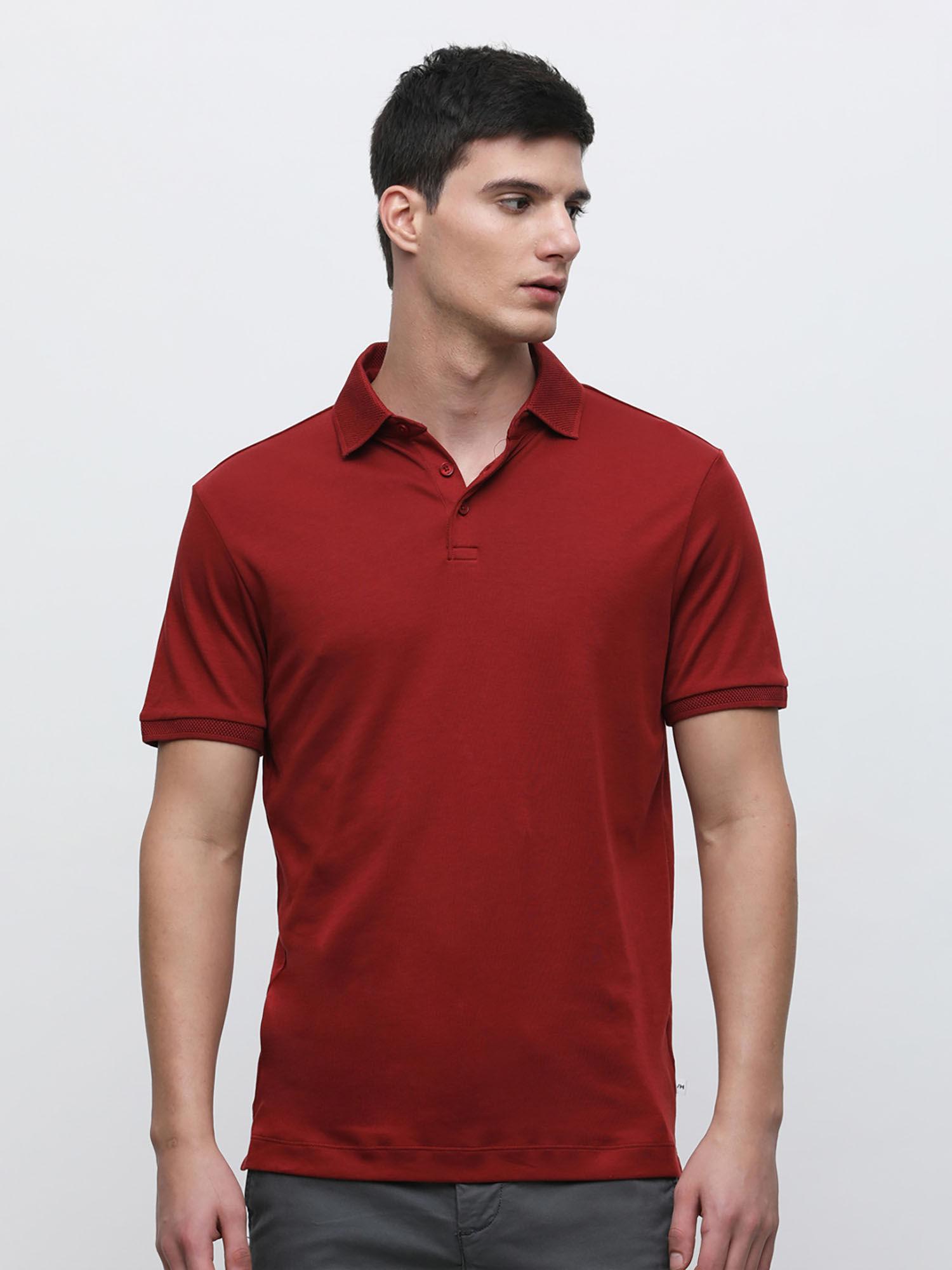 maroon polo neck t-shirt