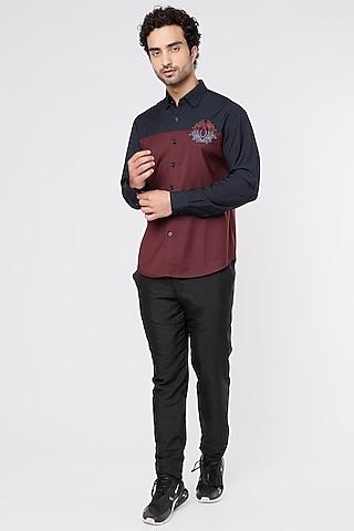 maroon poly viscose shirt