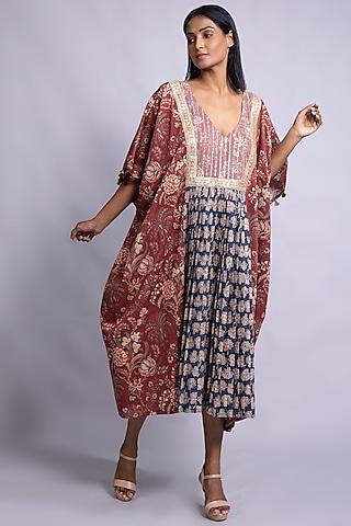 maroon printed kaftan tunic