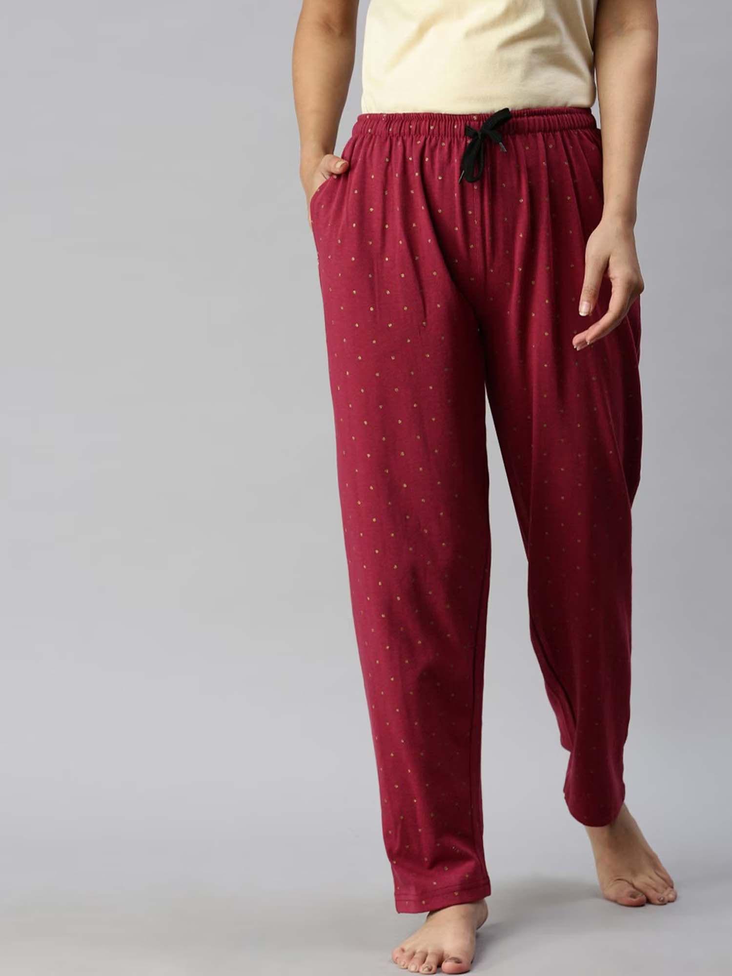 maroon printed pyjama for women