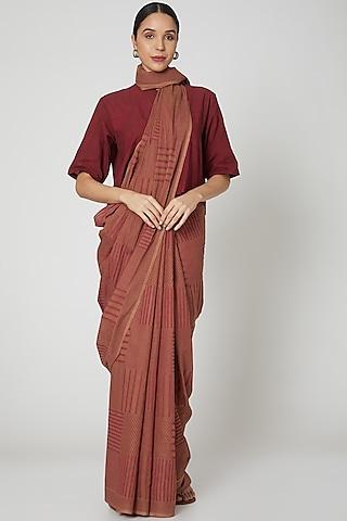 maroon printed saree set