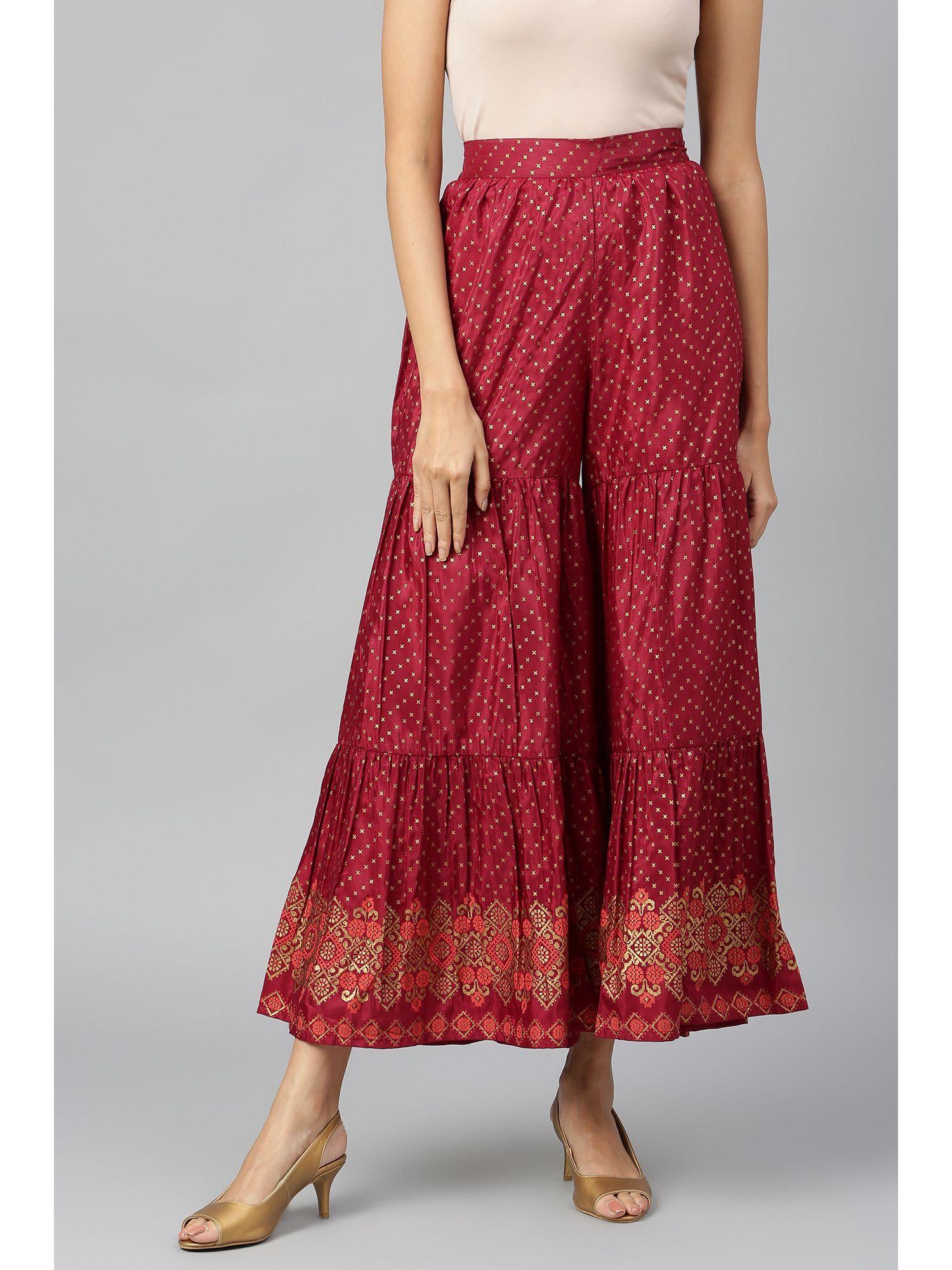 maroon printed sharara